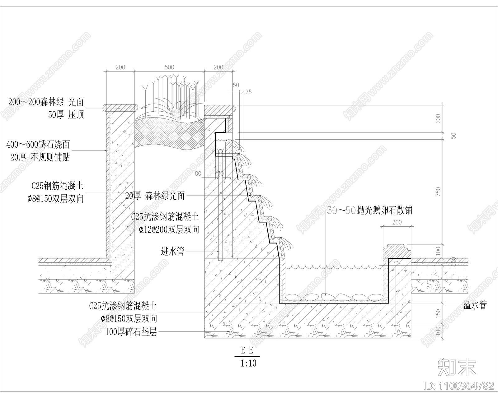 跌水台地cad施工图下载【ID:1100364782】