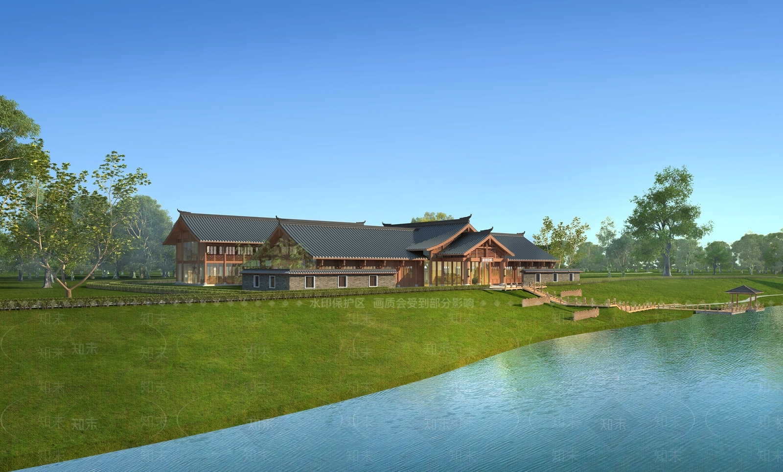 中式古建筑酒店建筑3D模型下载【ID:1100373700】