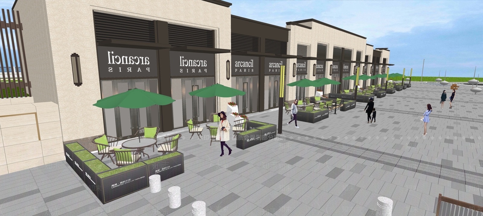 现代商业街SU模型下载【ID:1100378451】