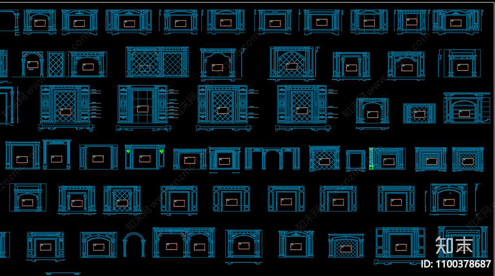大理石背景墙施工图下载【ID:1100378687】