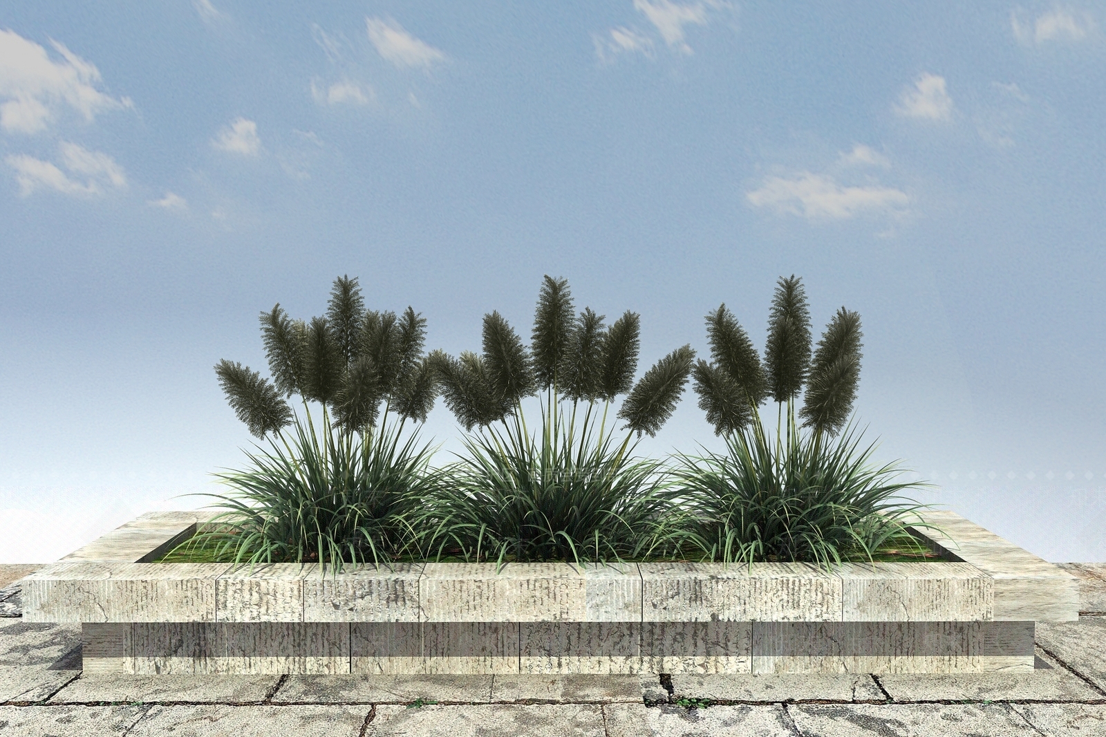 现代花坛花钵3D模型下载【ID:1100379185】