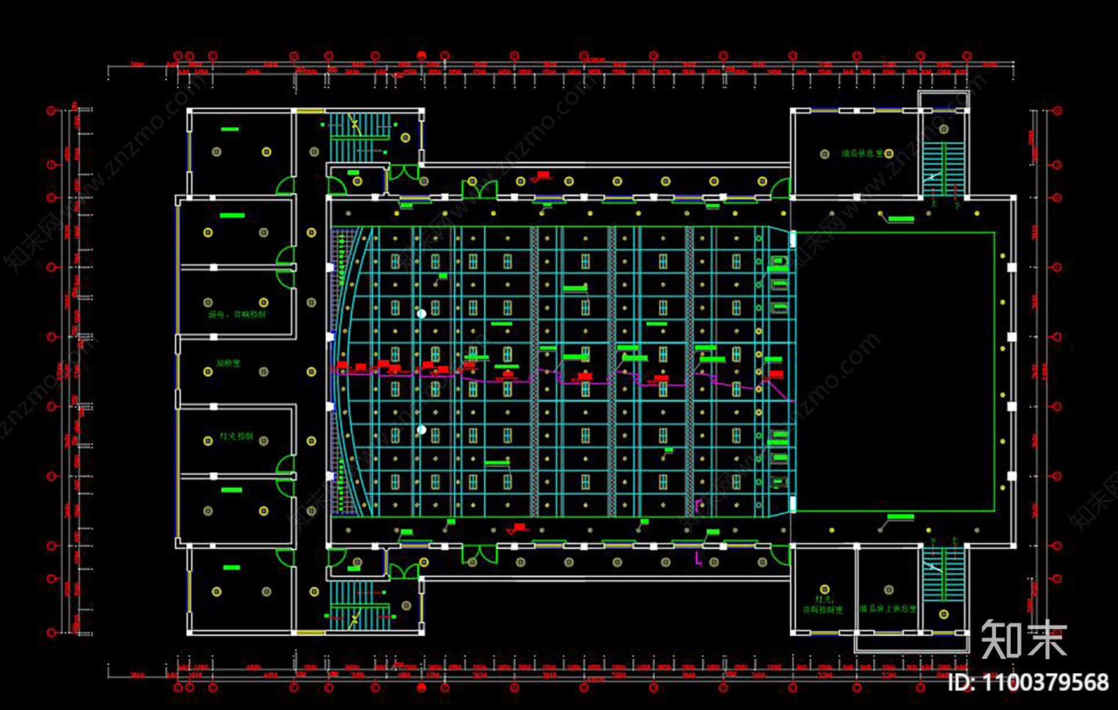 礼堂室内cad施工图下载【ID:1100379568】