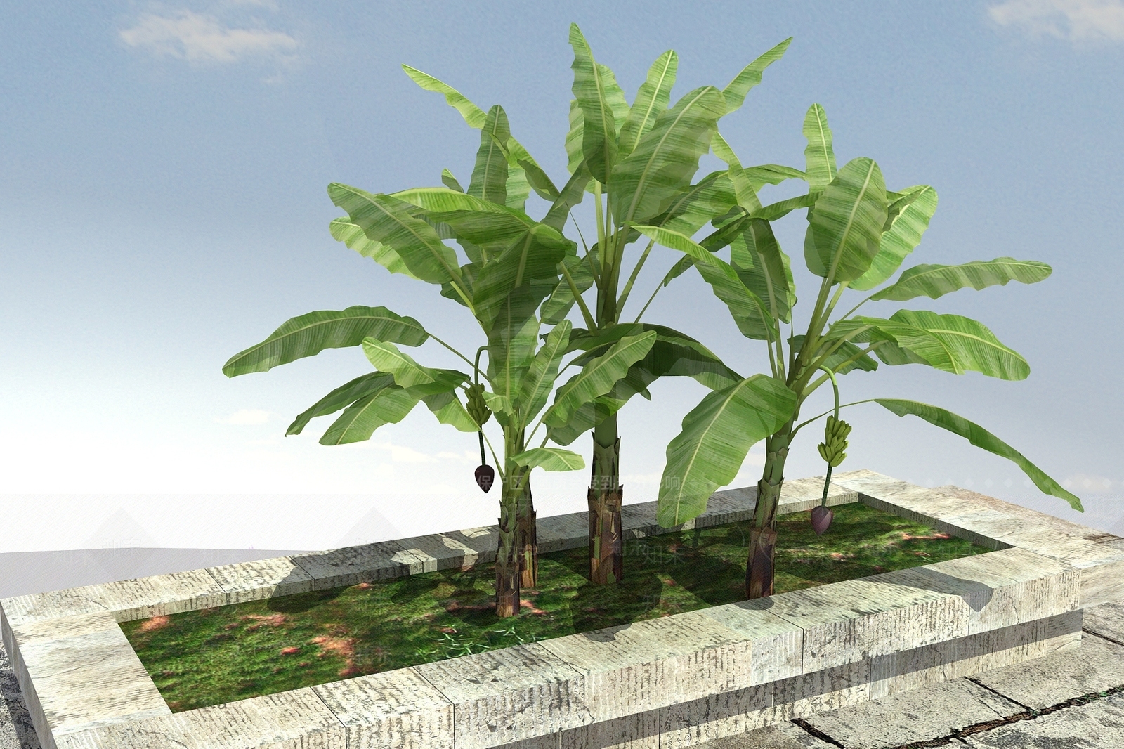 现代花坛花钵3D模型下载【ID:1100379599】