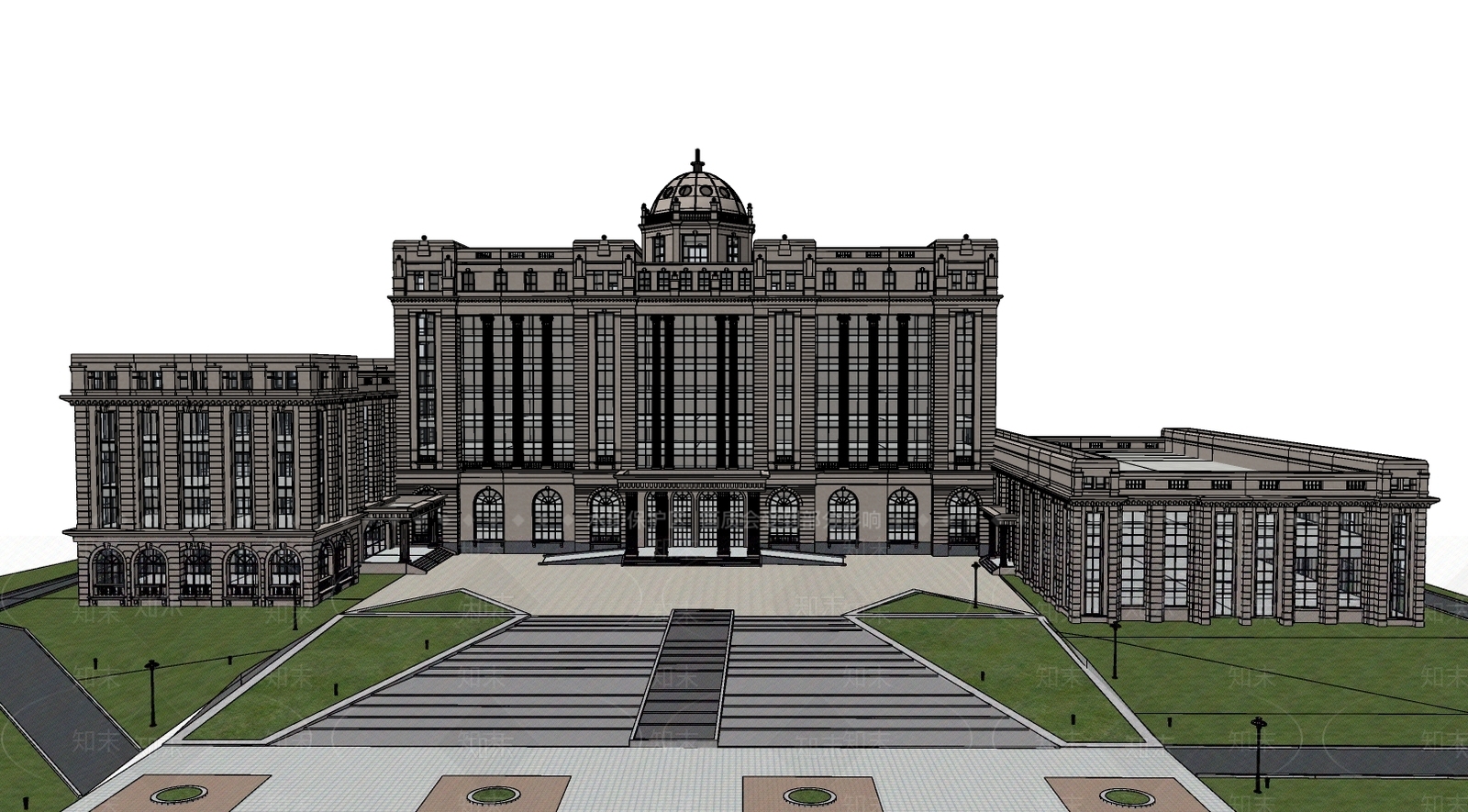 欧式其他金融建筑SU模型下载【ID:1100382299】