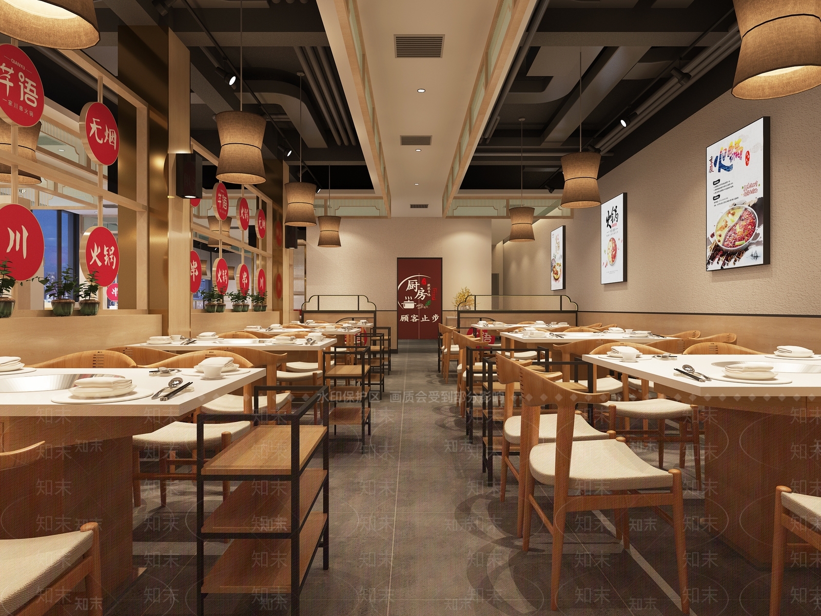 现代火锅店3D模型下载【ID:1100382440】