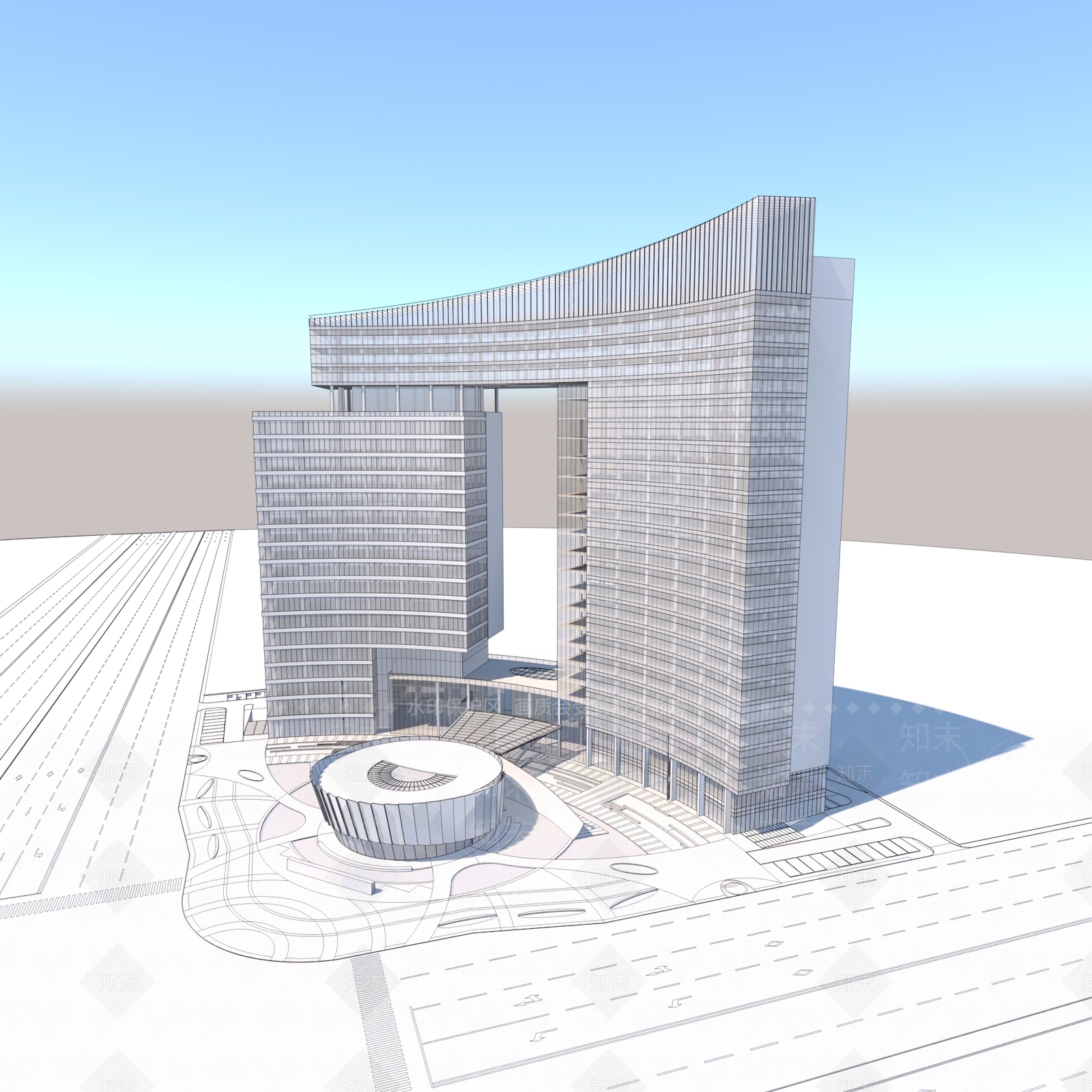 现代办公楼3D模型下载【ID:1100485171】