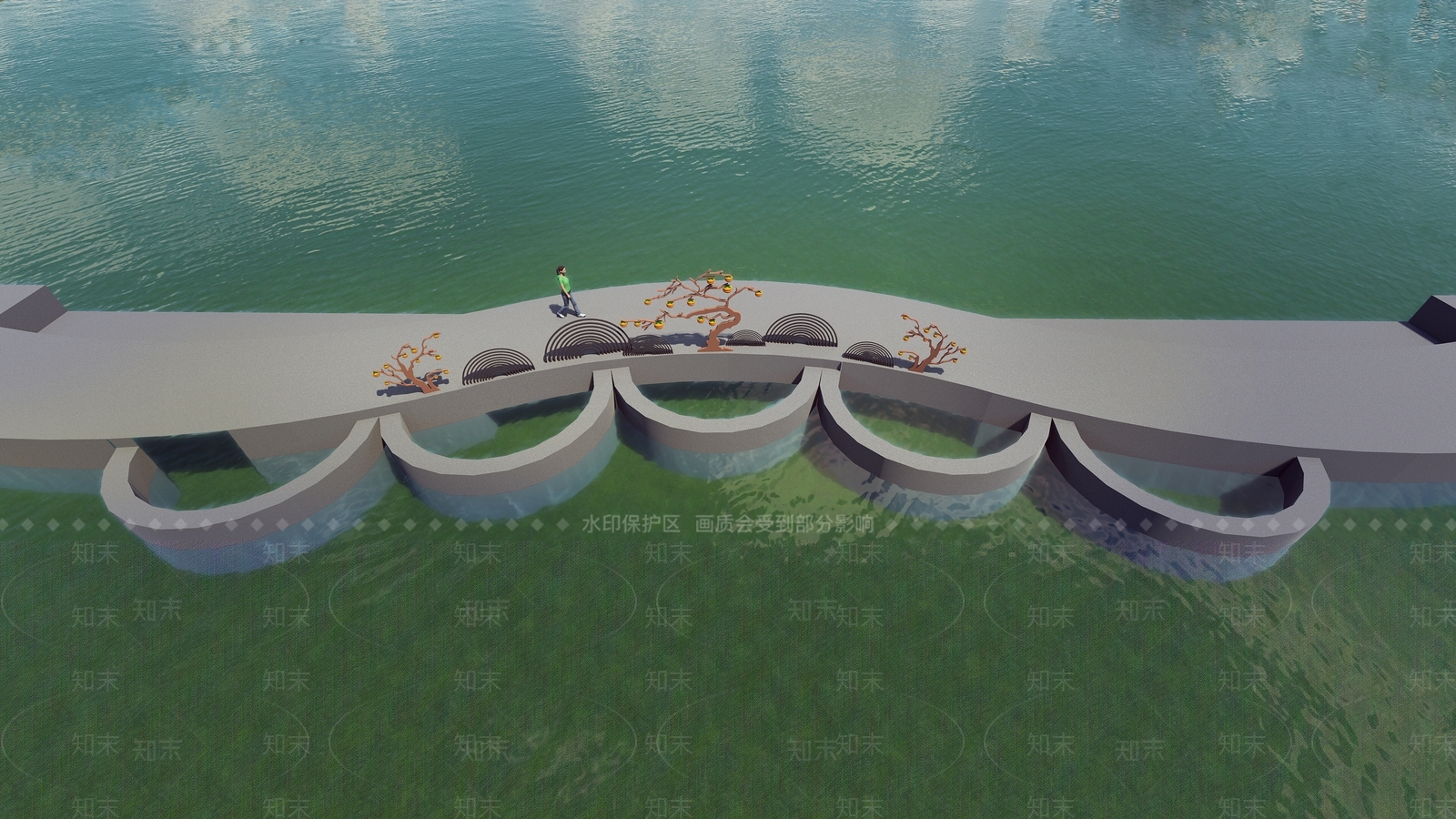 现代景观桥装饰SU模型下载【ID:1100388274】