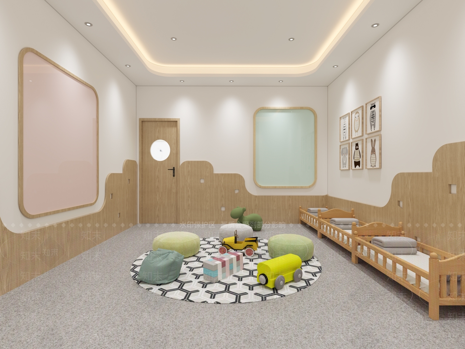 现代幼儿园寝室3D模型下载【ID:1100389392】