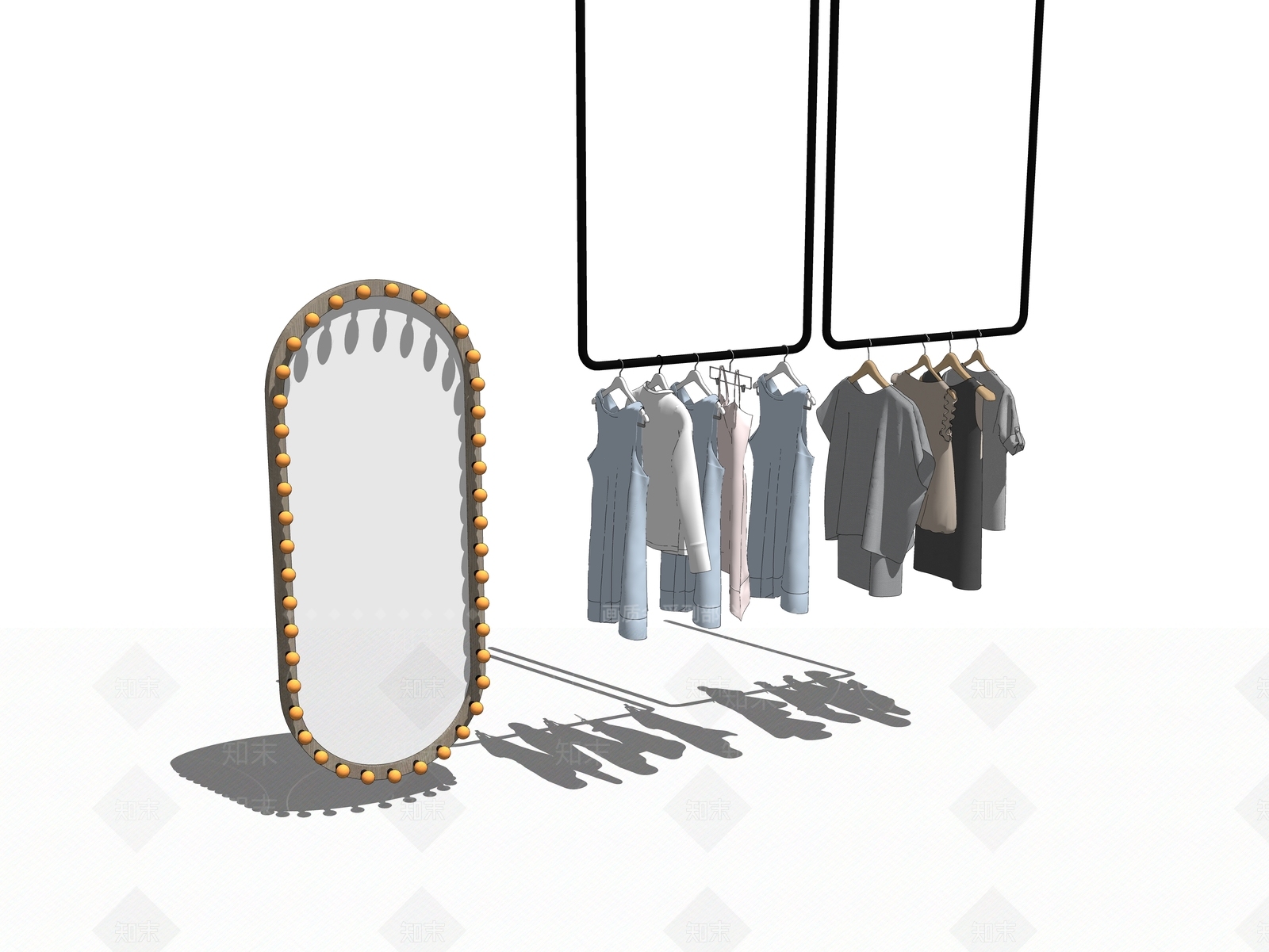 现代服装展架SU模型下载【ID:1100395841】
