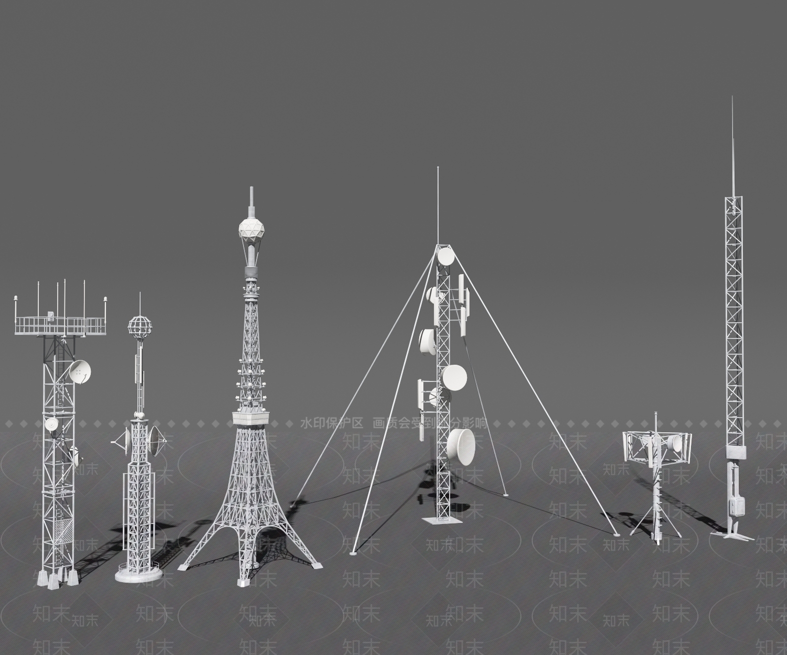 现代雷达信号塔3D模型下载【ID:1100398269】