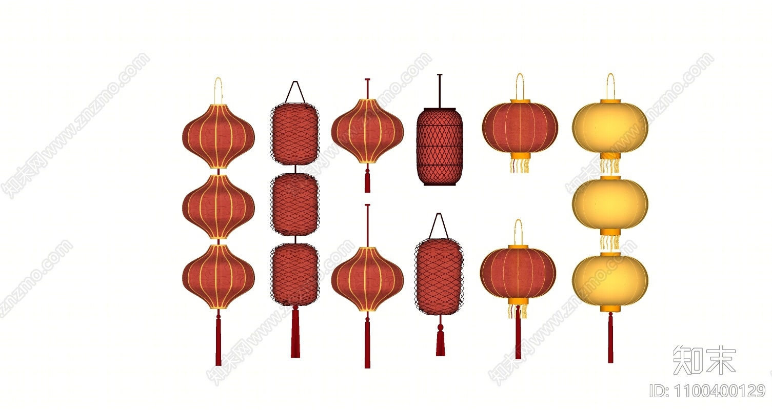 中式灯笼SU模型下载【ID:1100400129】