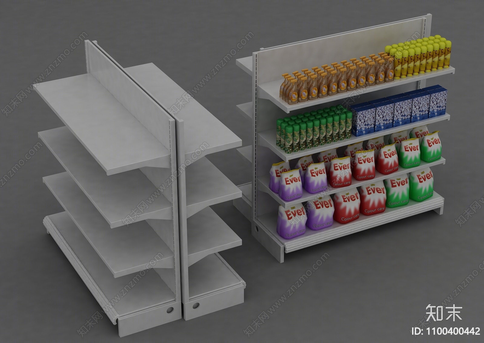 现代超市展示架3D模型下载【ID:1100400442】
