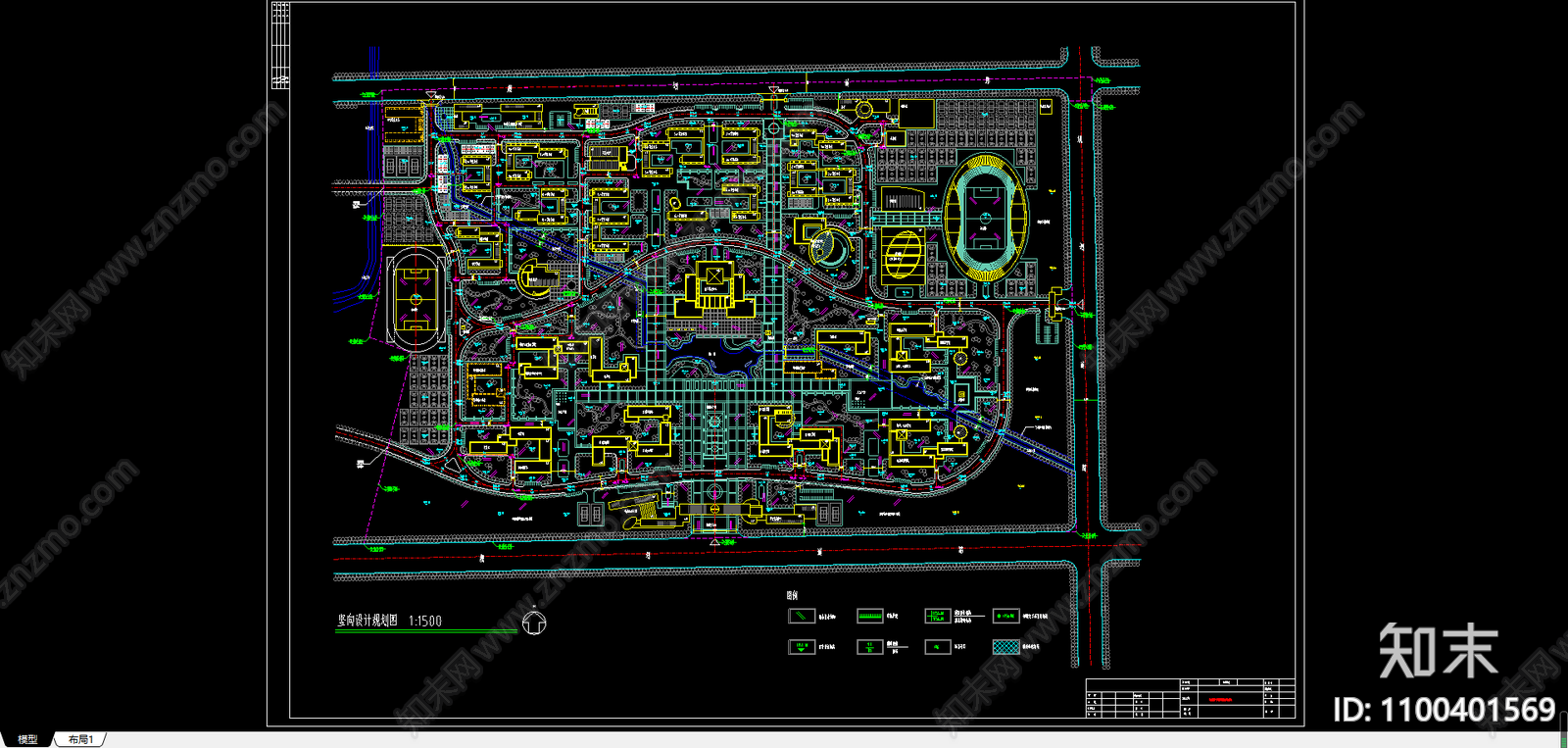某大学校区详细规划图施工图下载【ID:1100401569】
