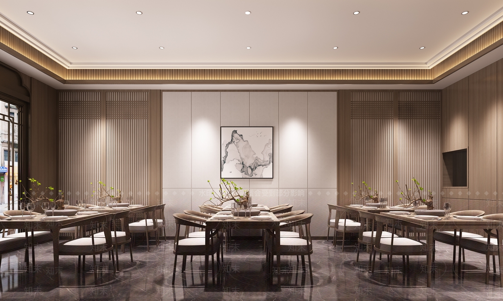 新中式酒店餐厅3D模型下载【ID:1221473028】