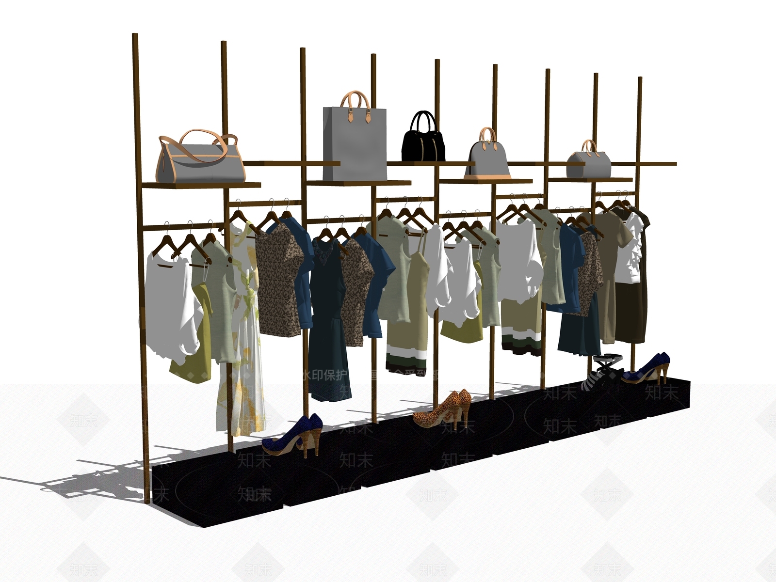 现代服装展架SU模型下载【ID:1100407701】