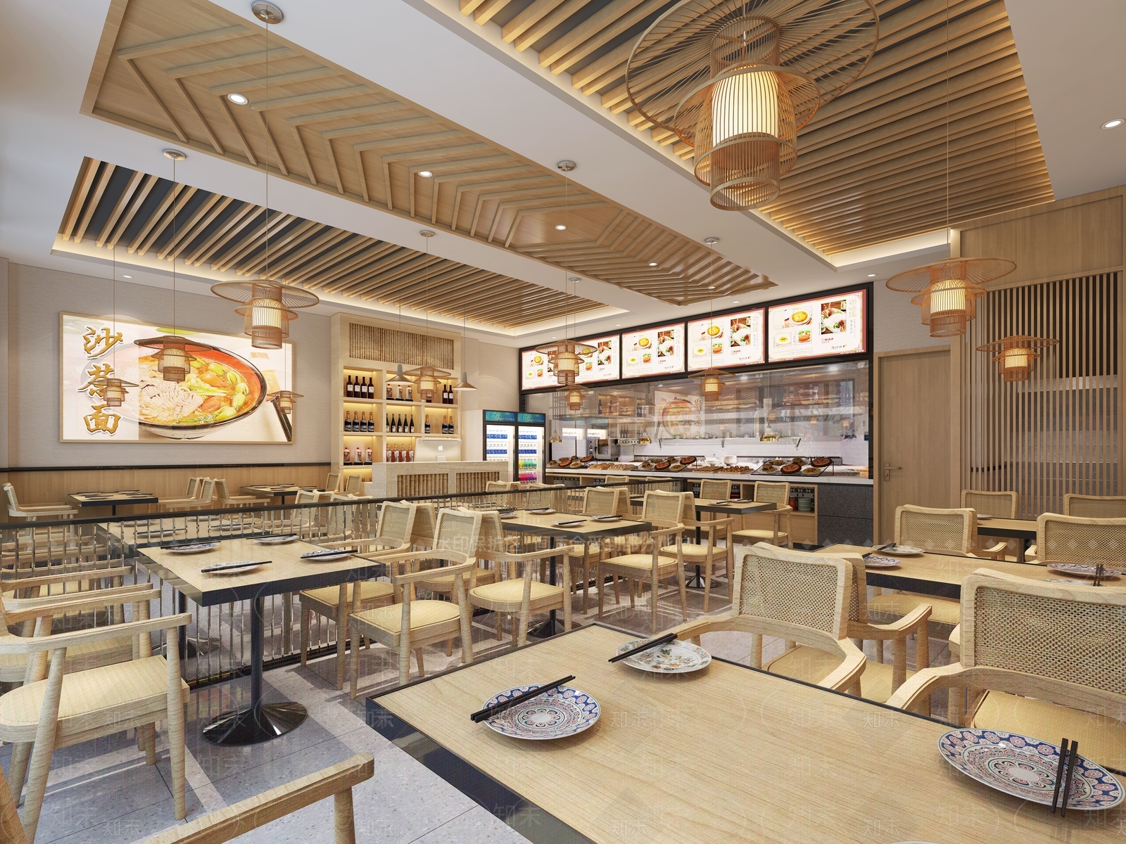 现代酒店餐厅3D模型下载【ID:1221652911】