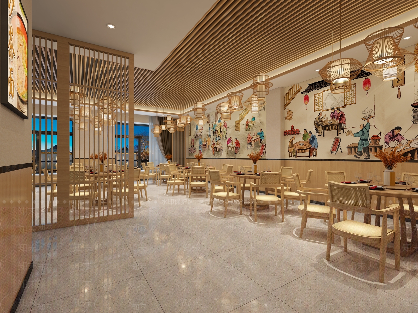 现代酒店餐厅3D模型下载【ID:1221652911】