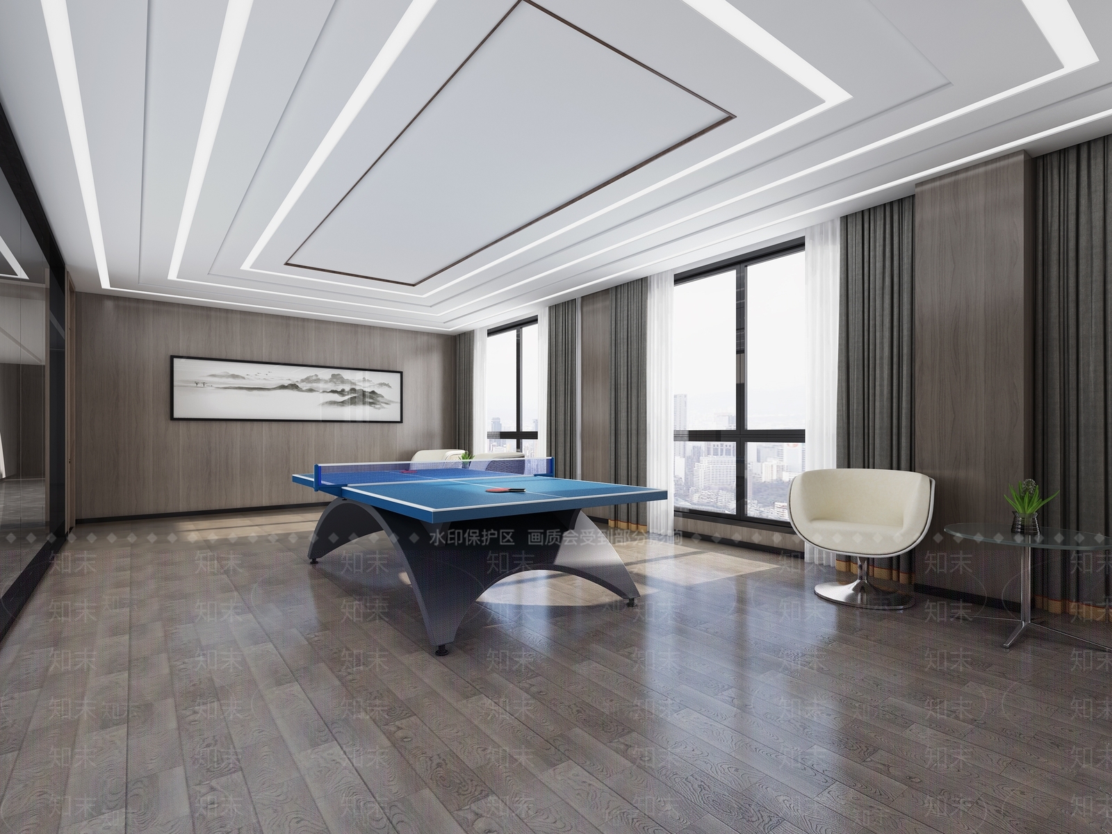 现代桌球室3D模型下载【ID:1100409423】