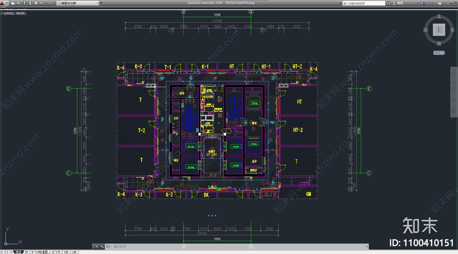 电梯厅空间施工图下载【ID:1100410151】