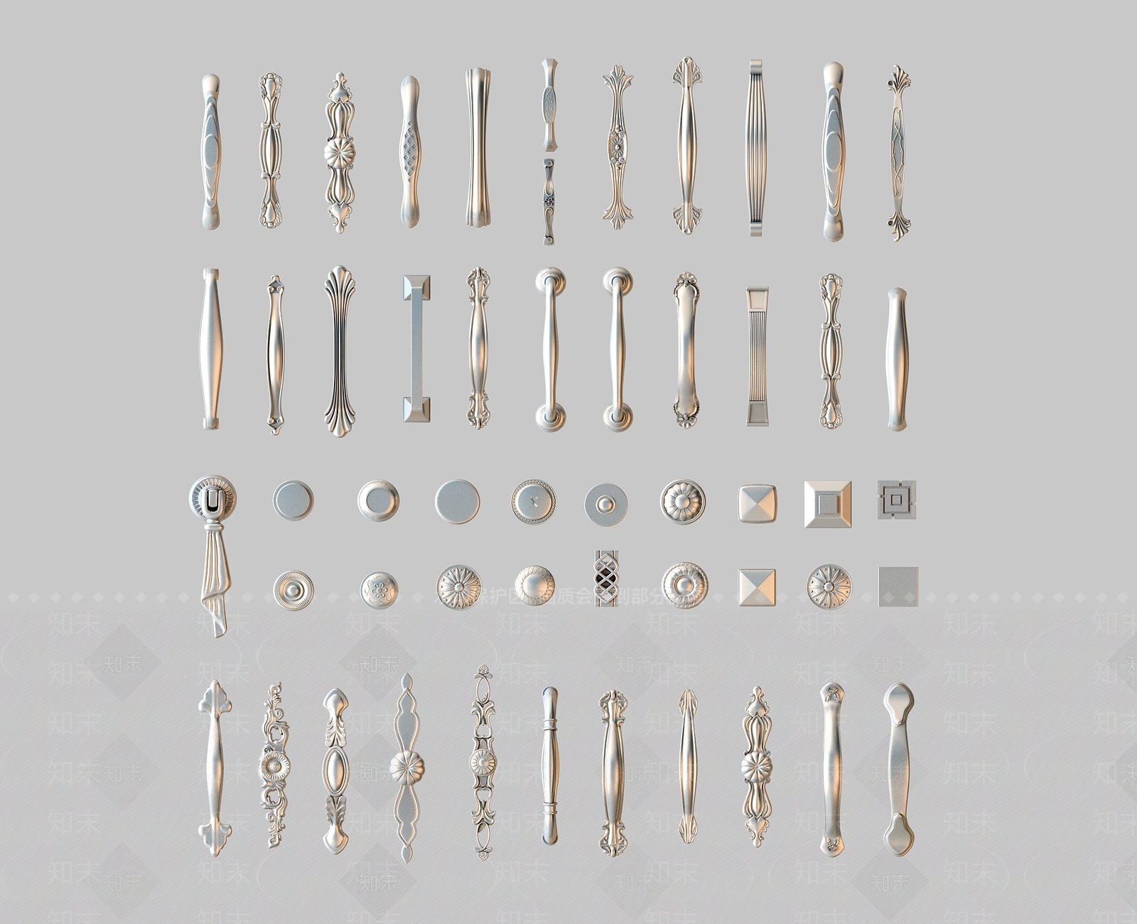 简欧衣柜门把手3D模型下载【ID:1100414172】