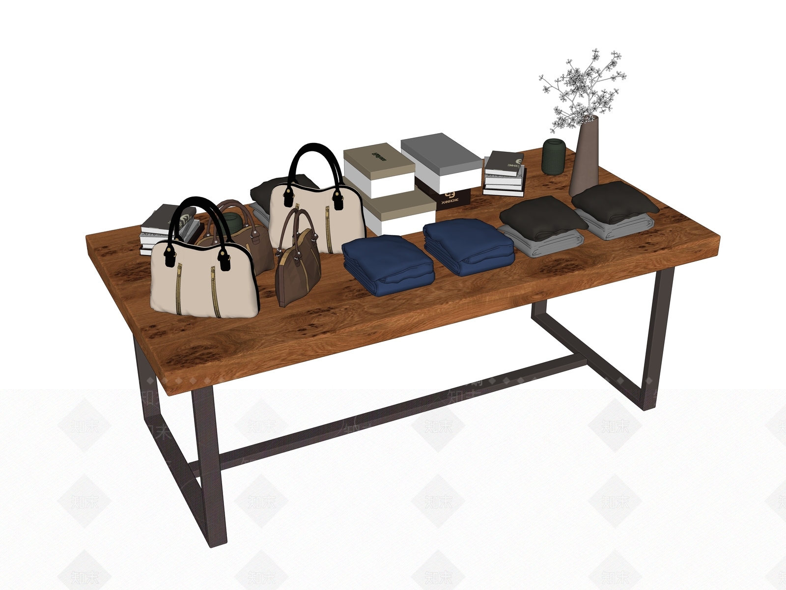 现代服装展示架SU模型下载【ID:1100642739】