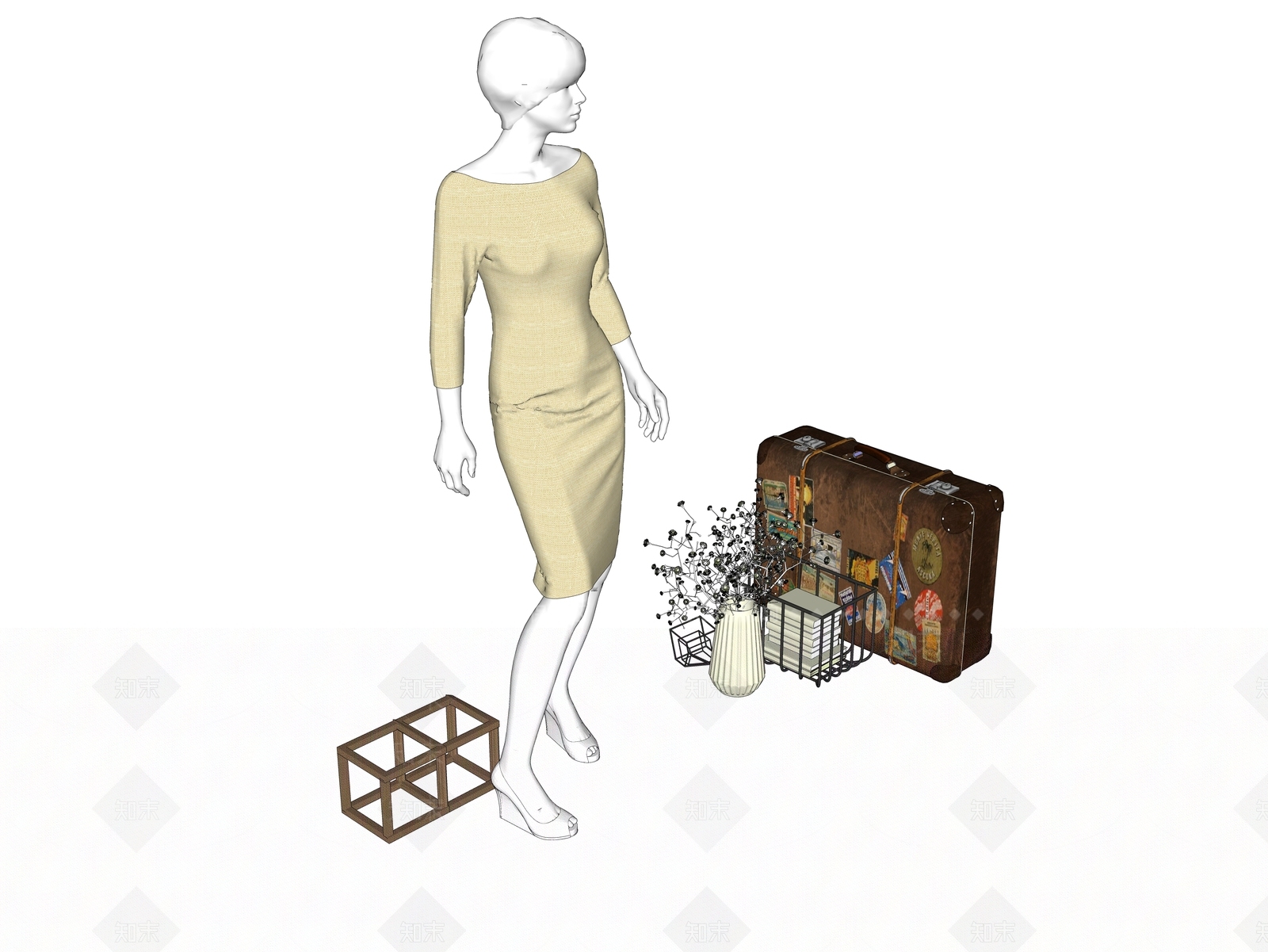 现代服装模特SU模型下载【ID:1100420331】