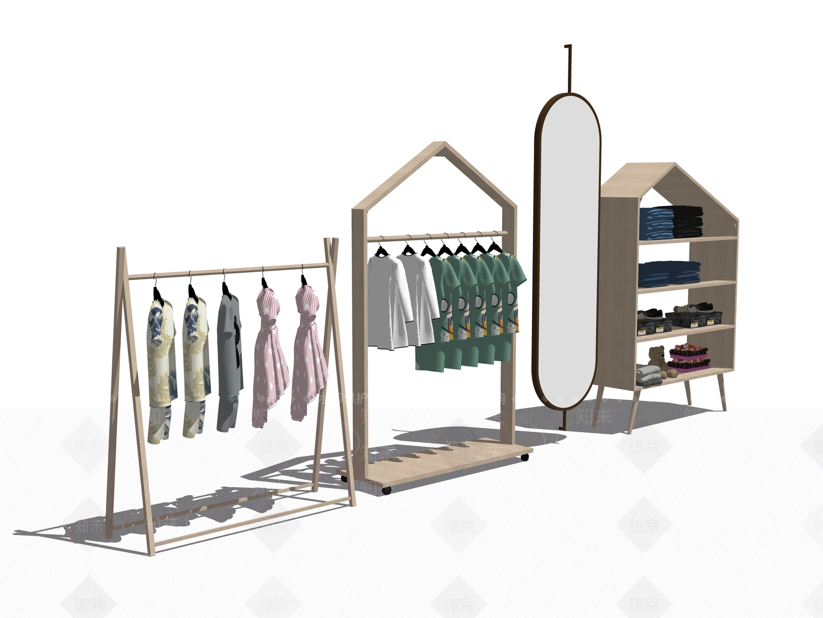 现代服装展架SU模型下载【ID:1100420363】