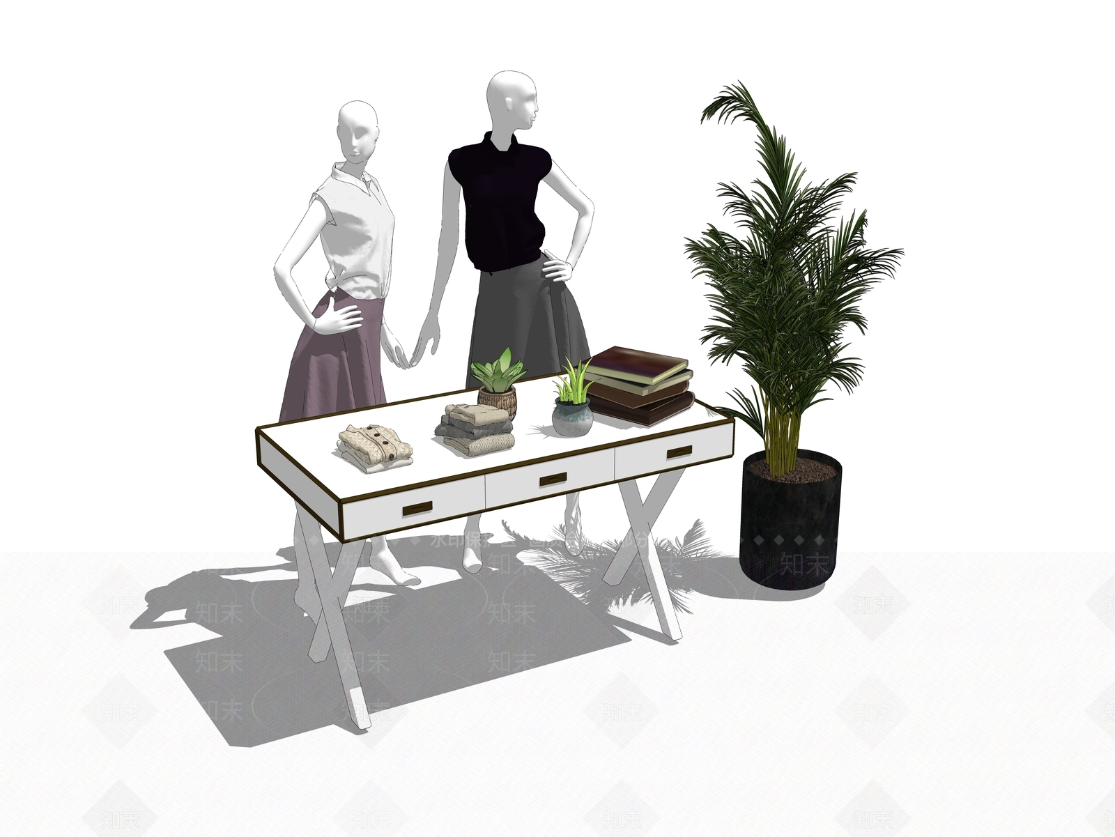 现代服装模特SU模型下载【ID:1100420527】