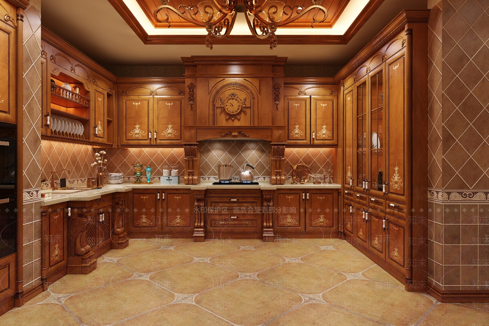 欧式古典家居厨房3D模型下载【ID:1100420546】