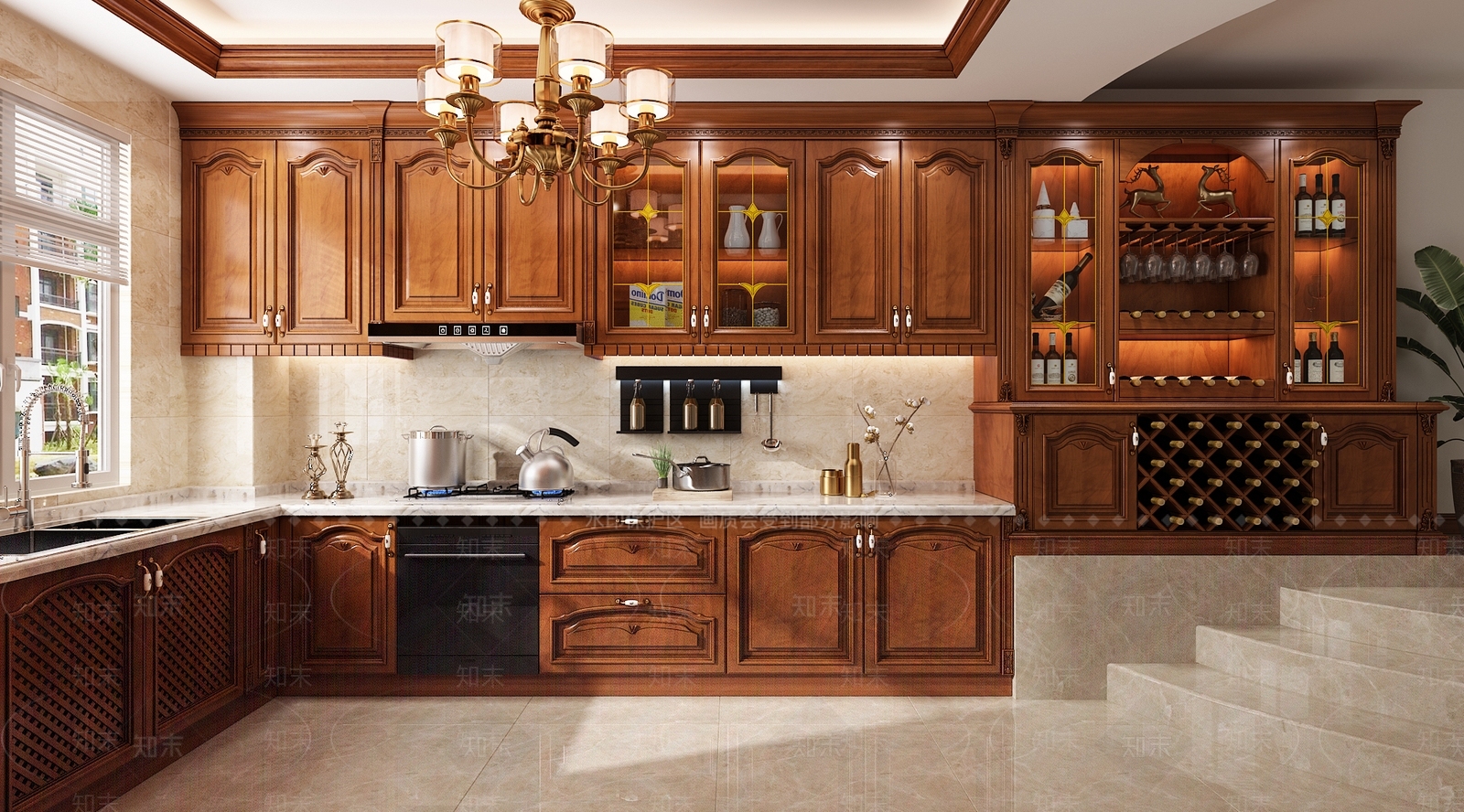 欧式古典家居厨房3D模型下载【ID:1100420794】