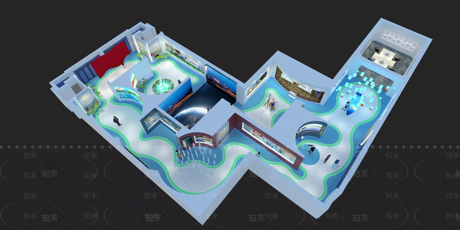 现代企业文化展厅SU模型下载【ID:1100469809】