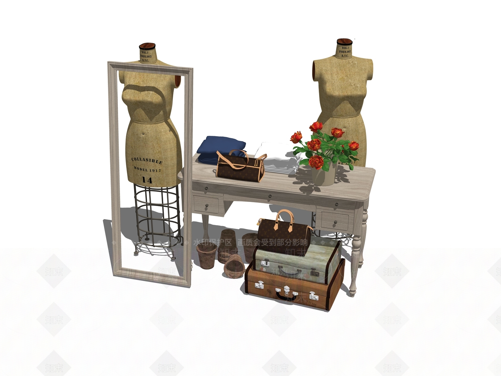 现代服装模特SU模型下载【ID:1100421510】