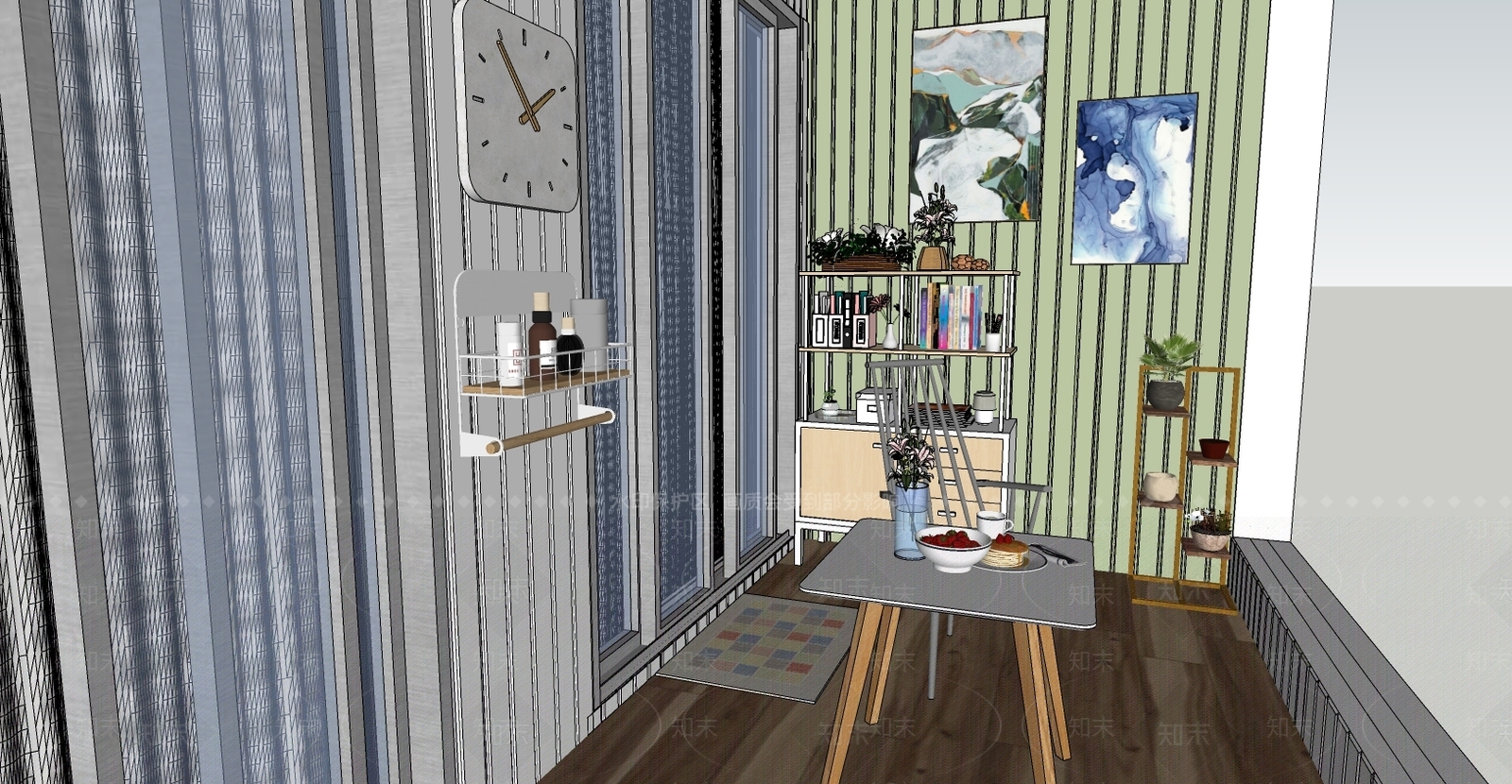 现代家居阳台SU模型下载【ID:1100422961】