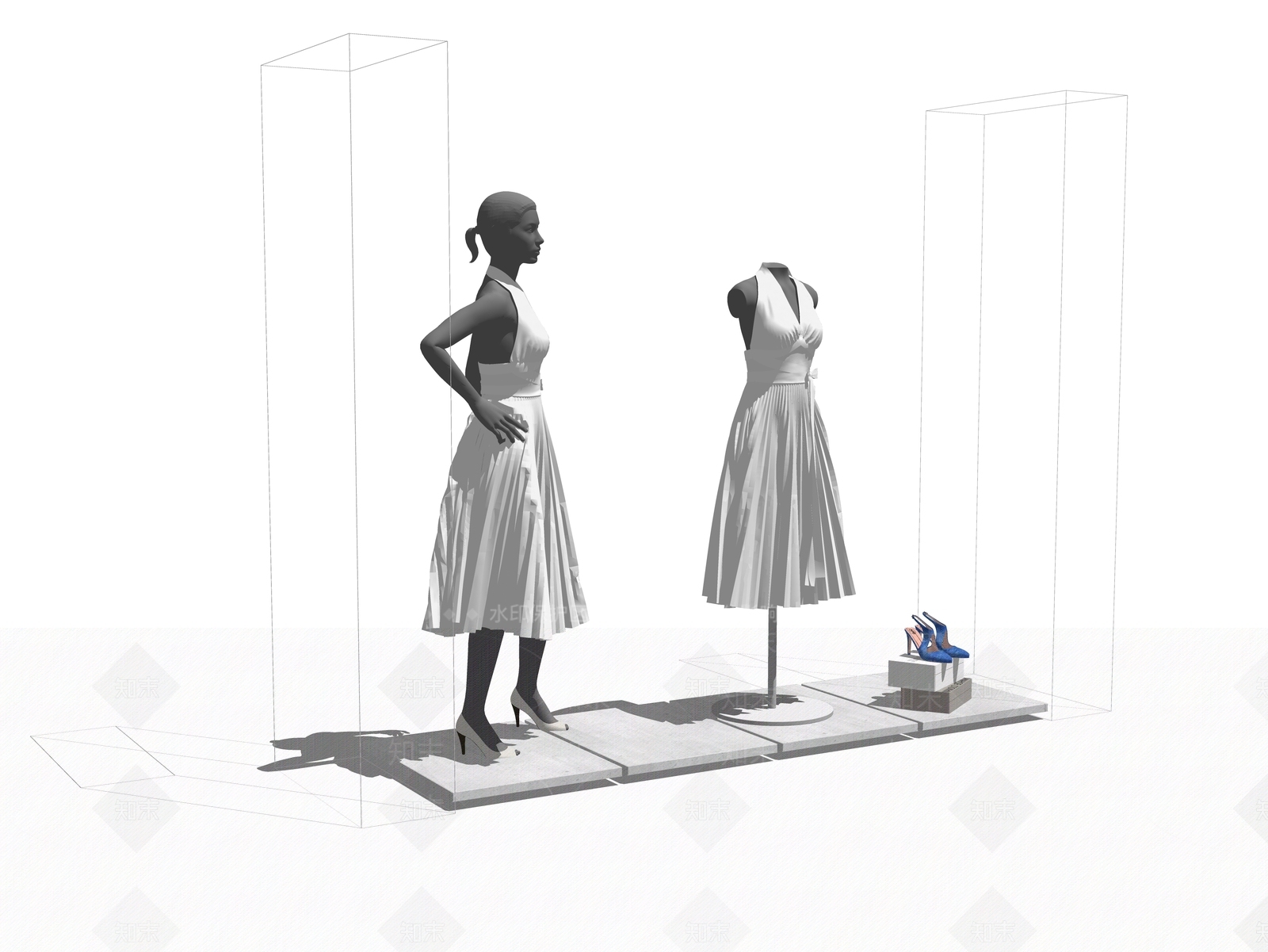 现代服装模特SU模型下载【ID:1100425215】