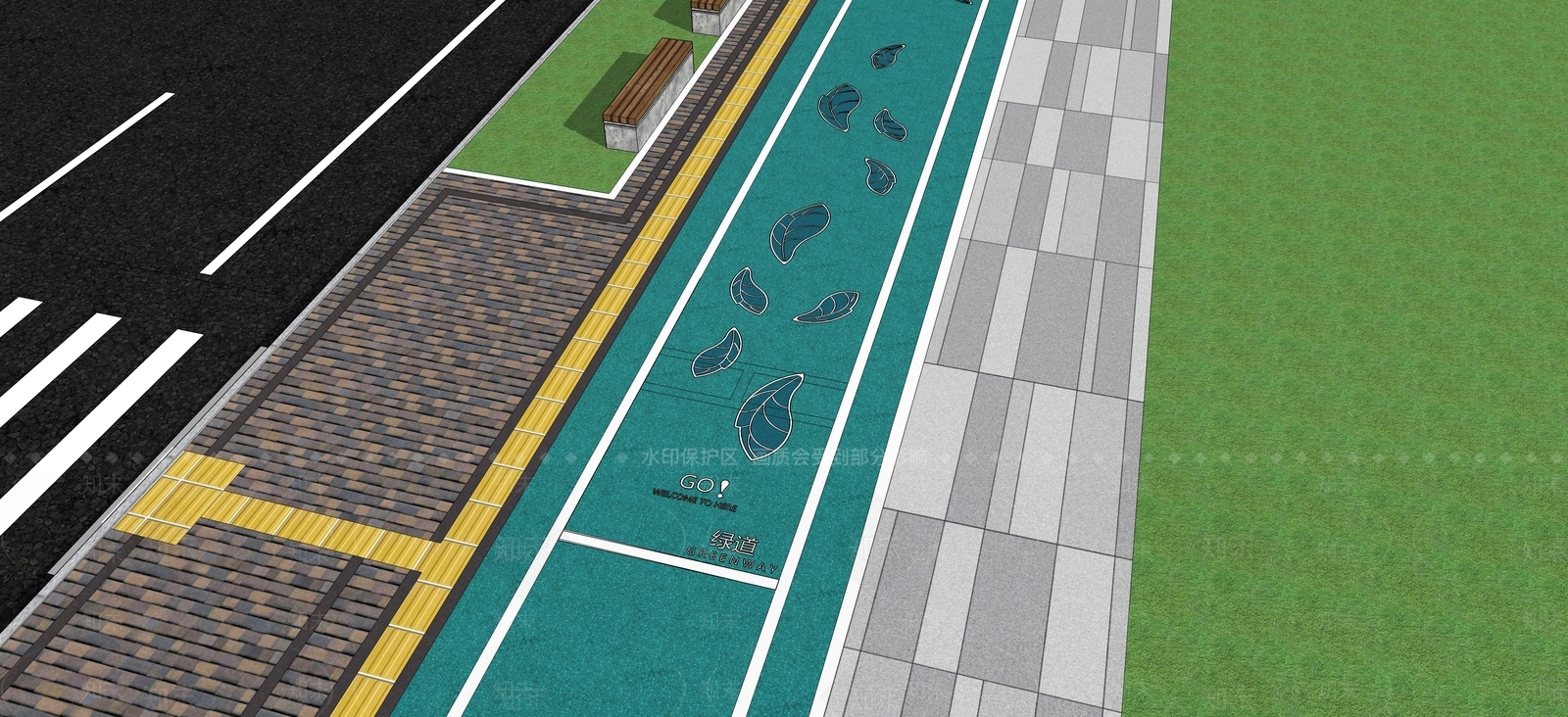 现代城镇道路SU模型下载【ID:1100425644】
