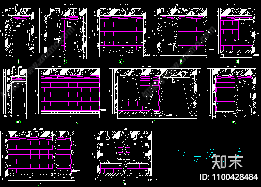 砌体工程排砖cad施工图下载【ID:1100428484】