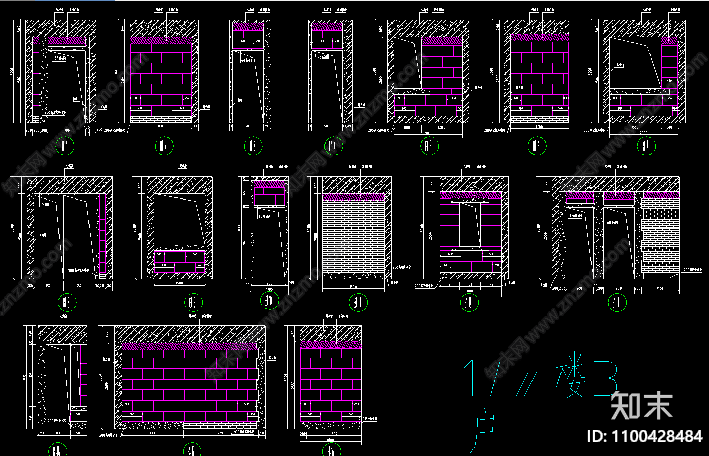 砌体工程排砖cad施工图下载【ID:1100428484】