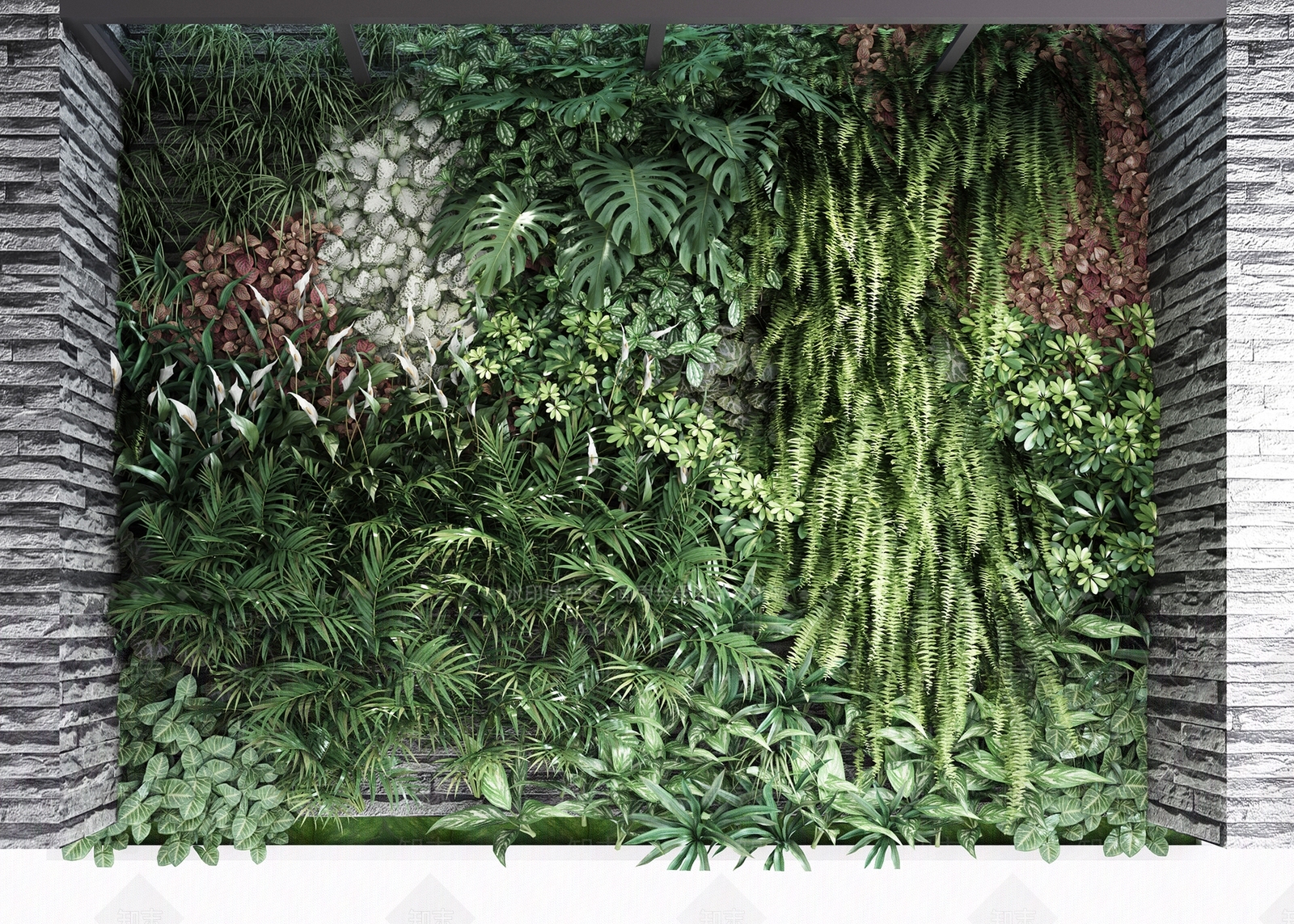 现代绿植墙3D模型下载【ID:1100428875】