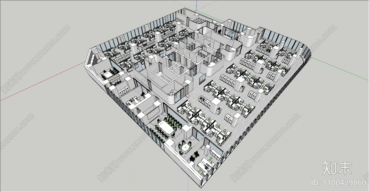 现代公共办公区SU模型下载【ID:1100429860】