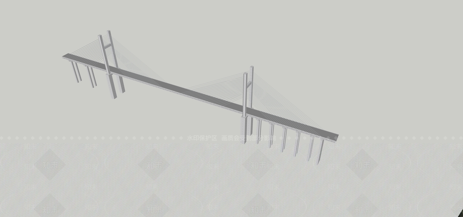 现代双塔斜拉桥SU模型下载【ID:1100430774】
