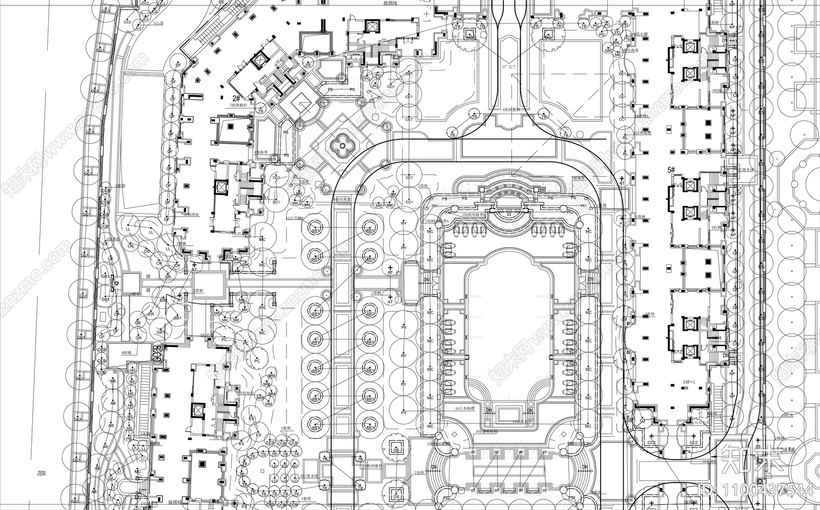 居住区景观cad施工图下载【ID:1100437544】