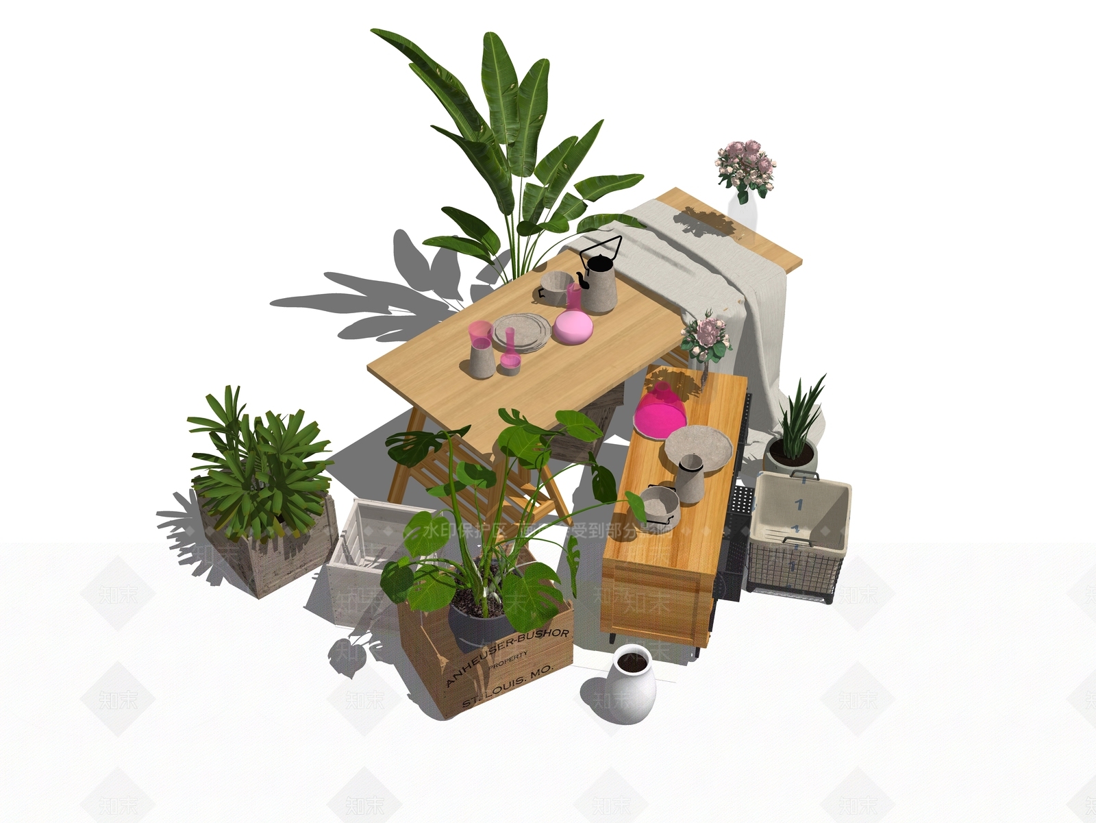 现代花草植物展架SU模型下载【ID:1100441356】