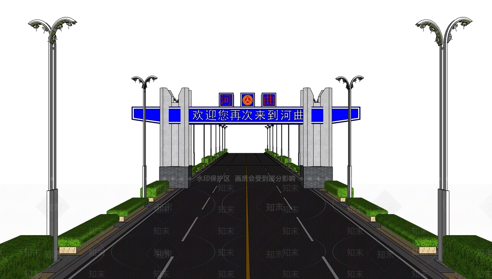 现代牌坊SU模型下载【ID:1100507022】