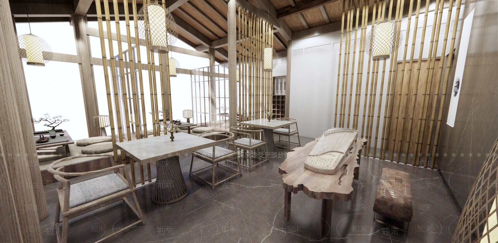 新中式其他酒店空间SU模型下载【ID:1222159995】