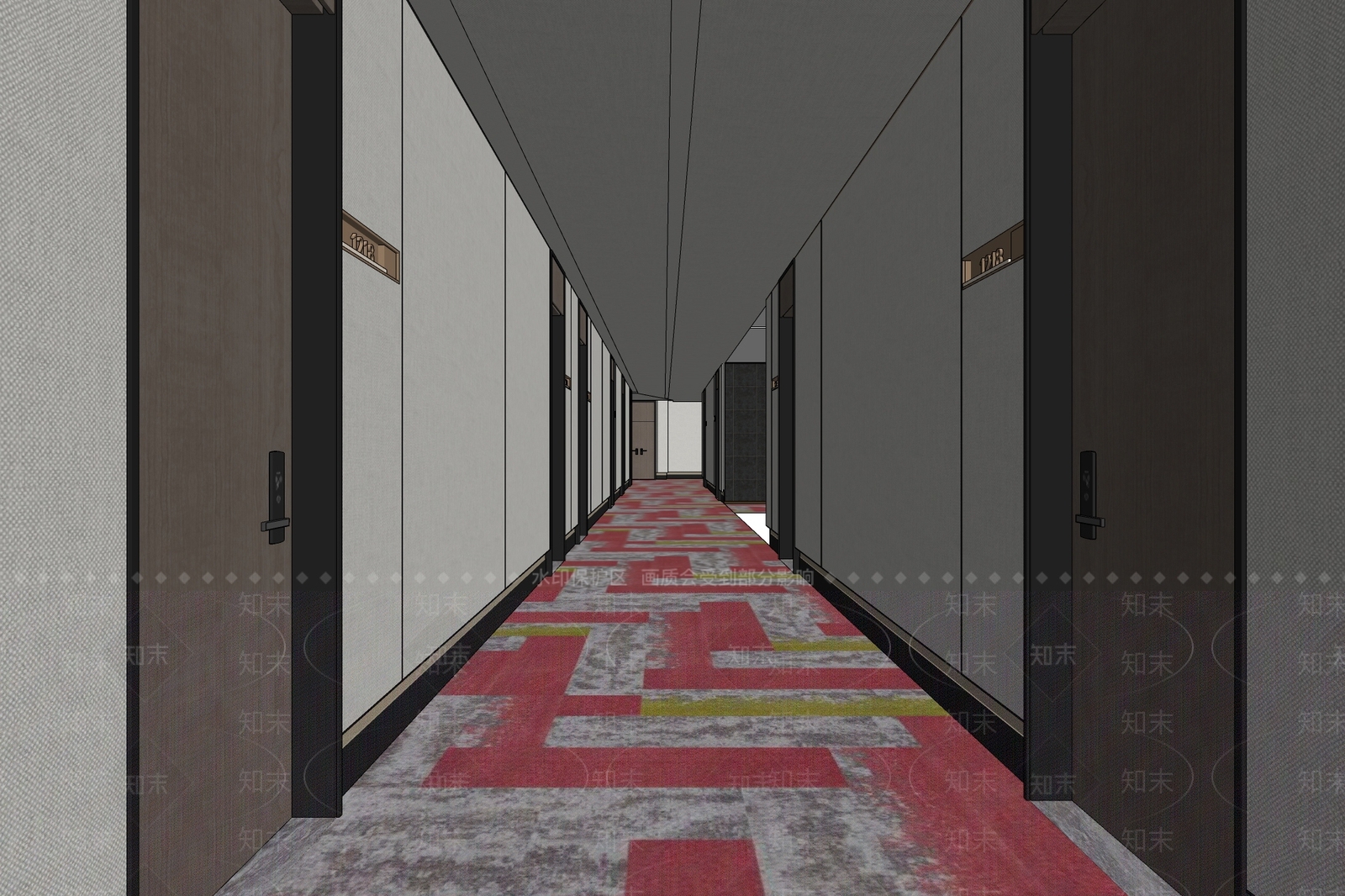 现代酒店玄关过道SU模型下载【ID:1100449449】