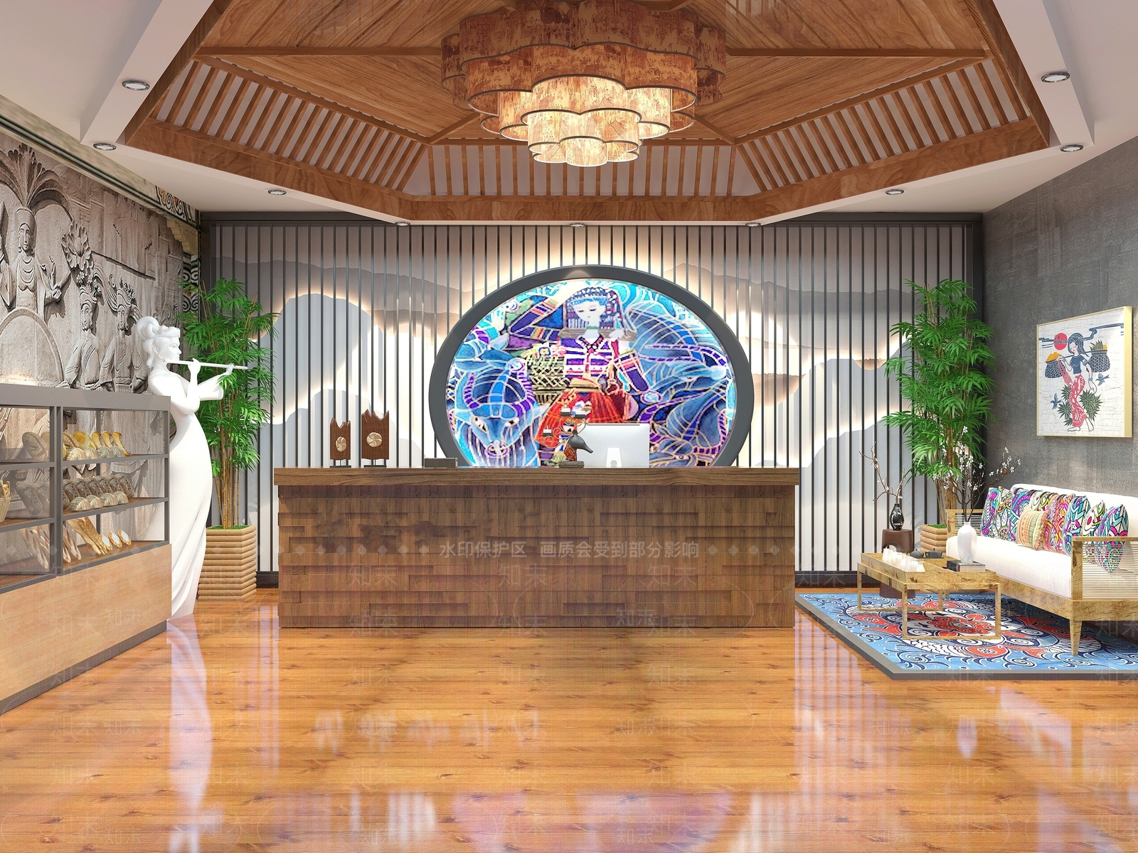 新中式茶馆3D模型下载【ID:1100452001】