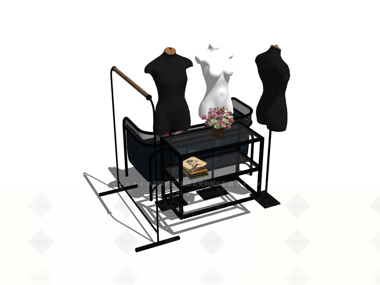 现代服装展示架SU模型下载【ID:1100454946】