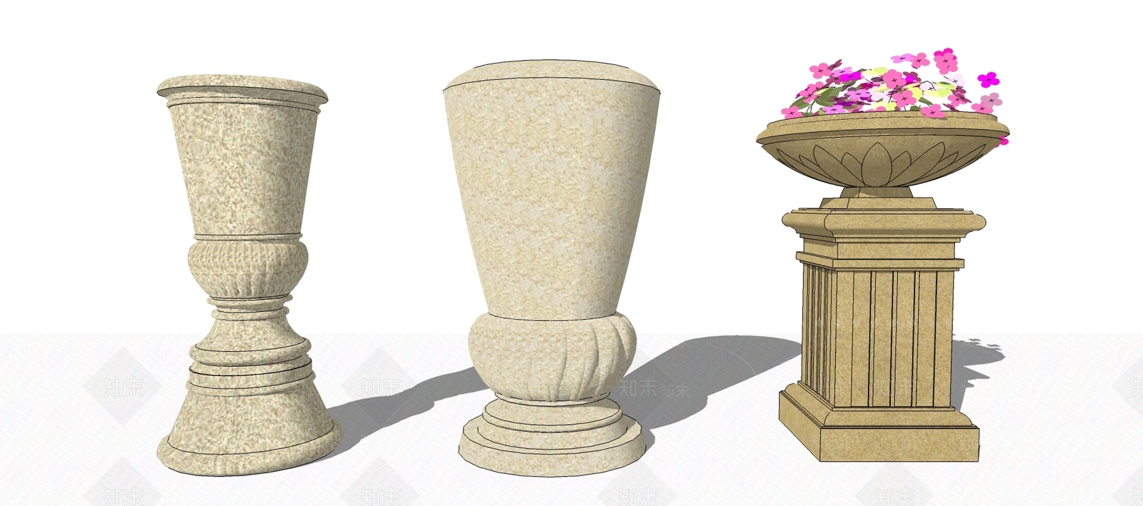 欧式花钵SU模型下载【ID:1100458482】