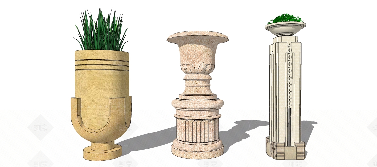 欧式花钵SU模型下载【ID:1100458537】