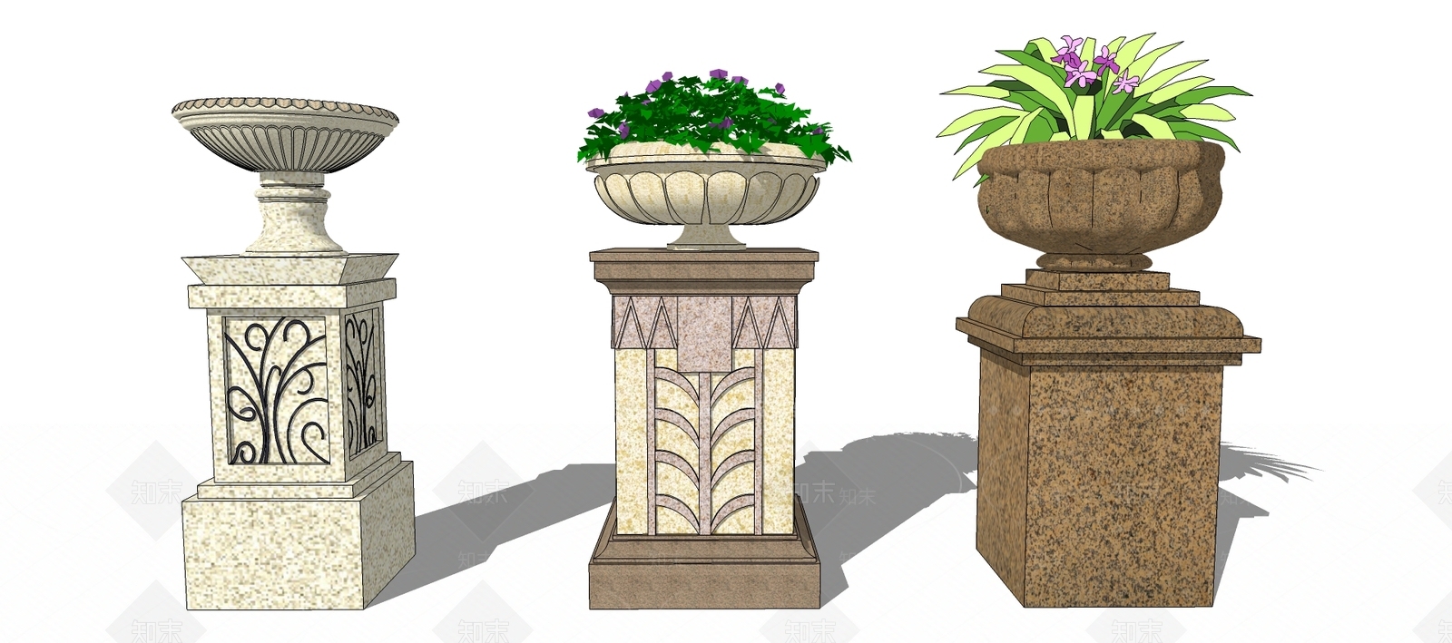 欧式花钵SU模型下载【ID:1100458667】